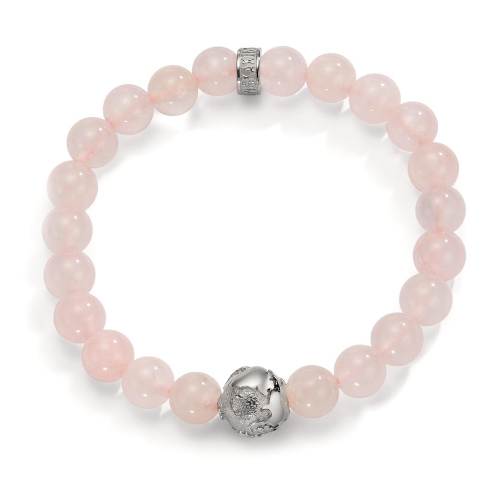 Bracelet Stainless steel Rose Quartz Globe 19 cm