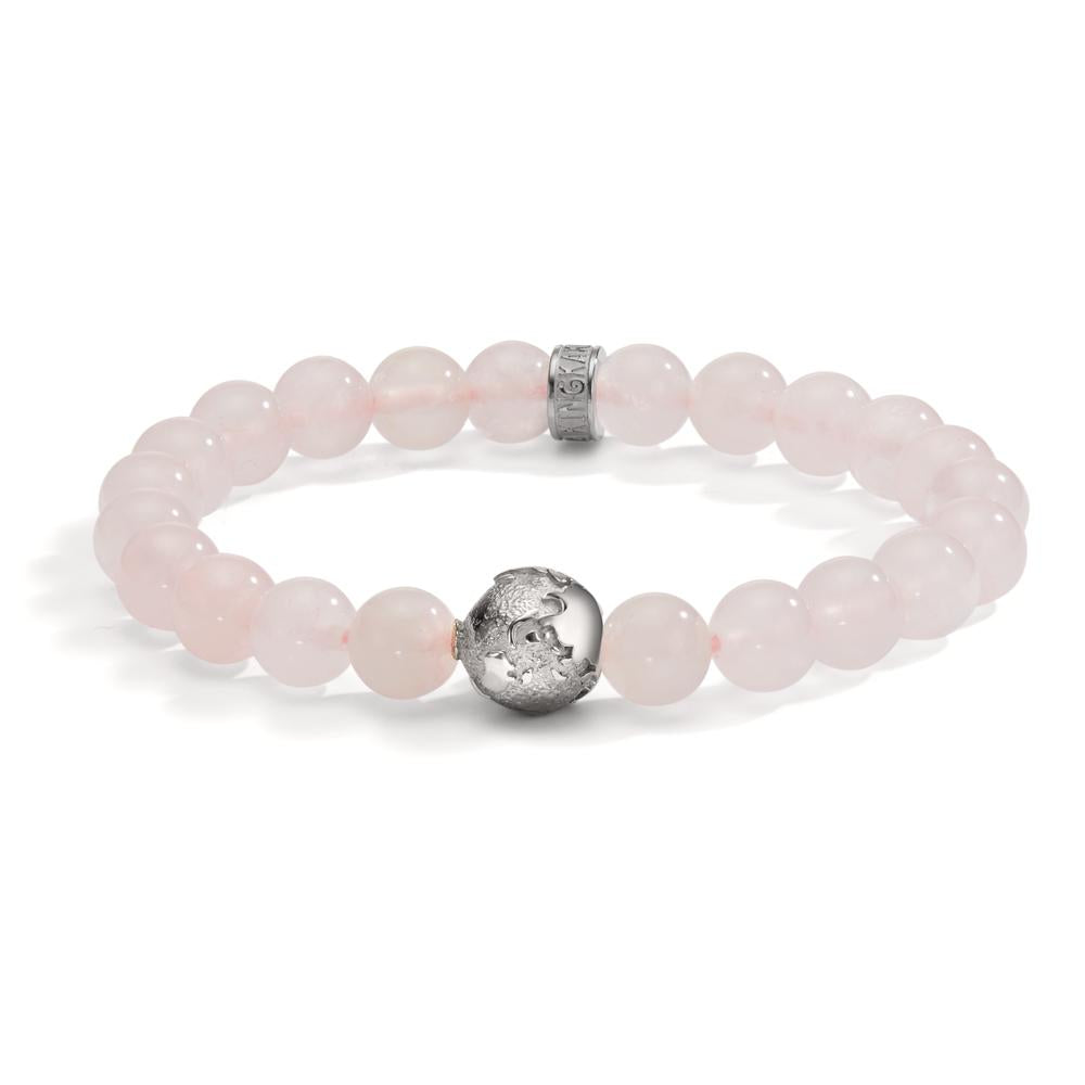 Bracelet Stainless steel Rose Quartz Globe 19 cm