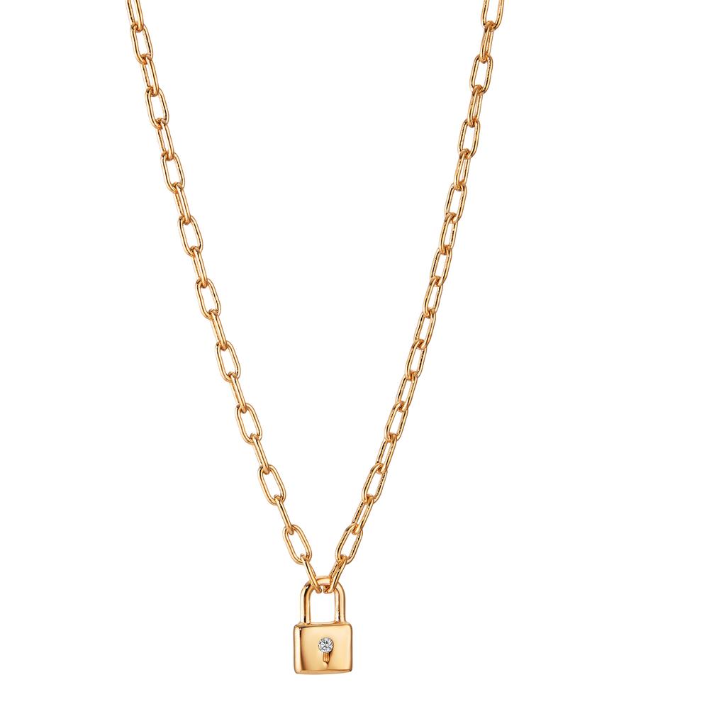 Necklace Bronze Zirconia Gold plated Castle 40-45 cm