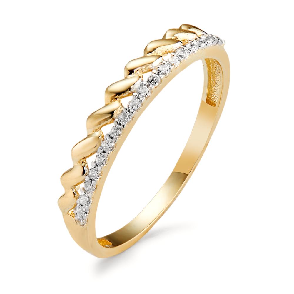 Ring 9k Yellow Gold Zirconia 20 Stones