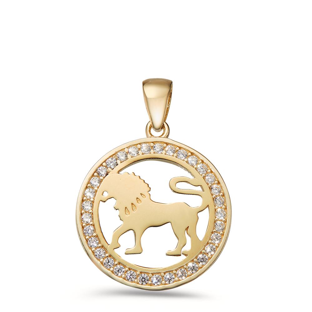 Pendant 9k Yellow Gold Zirconia Zodiac Sign Leo Ø16.5 mm