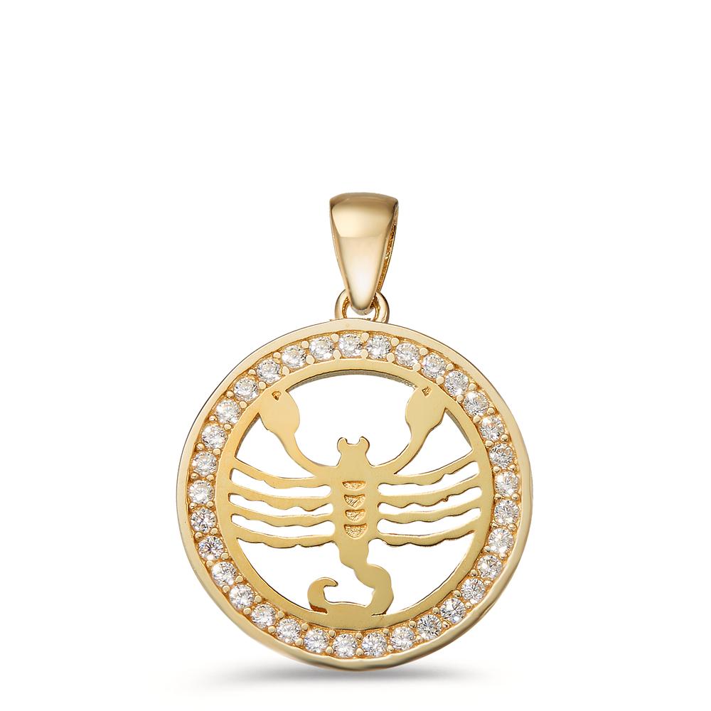 Pendant 9k Yellow Gold Zirconia Zodiac Sign Scorpio Ø16.5 mm