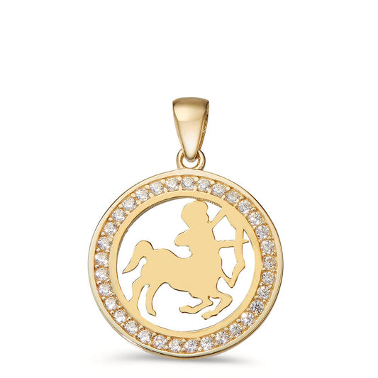 Pendant 9k Yellow Gold Zirconia Zodiac Sign Sagittarius Ø16.5 mm