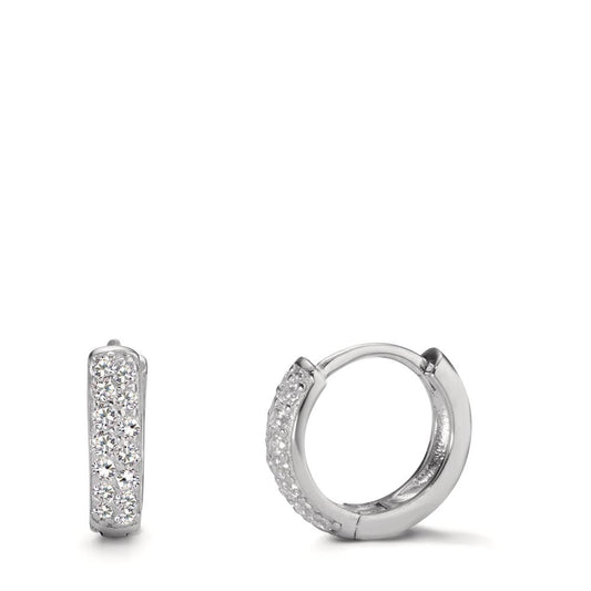 Hinged hoop Silver Zirconia 28 Stones Rhodium plated