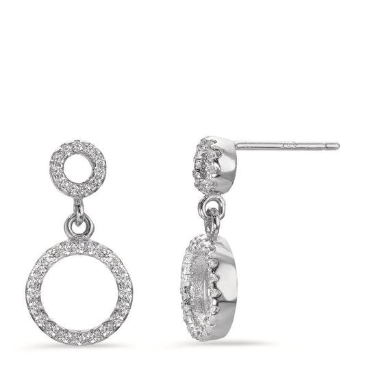 Drop Earrings Silver Zirconia Rhodium plated Ø10 mm