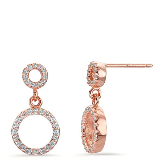 Drop Earrings Silver Zirconia Rose Gold plated Ø10 mm