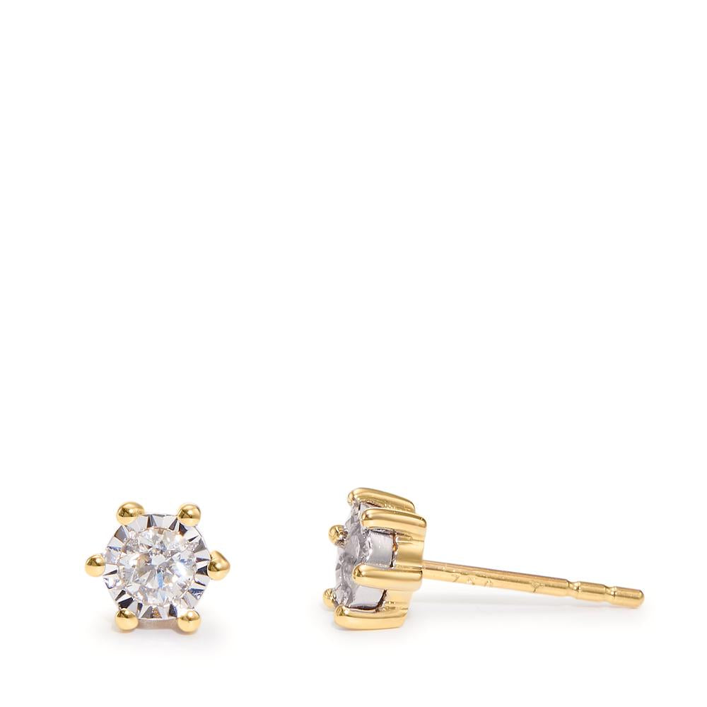 Stud earrings 18k Yellow Gold Diamond 0.20 ct, 2 Stones, w-si Ø5 mm