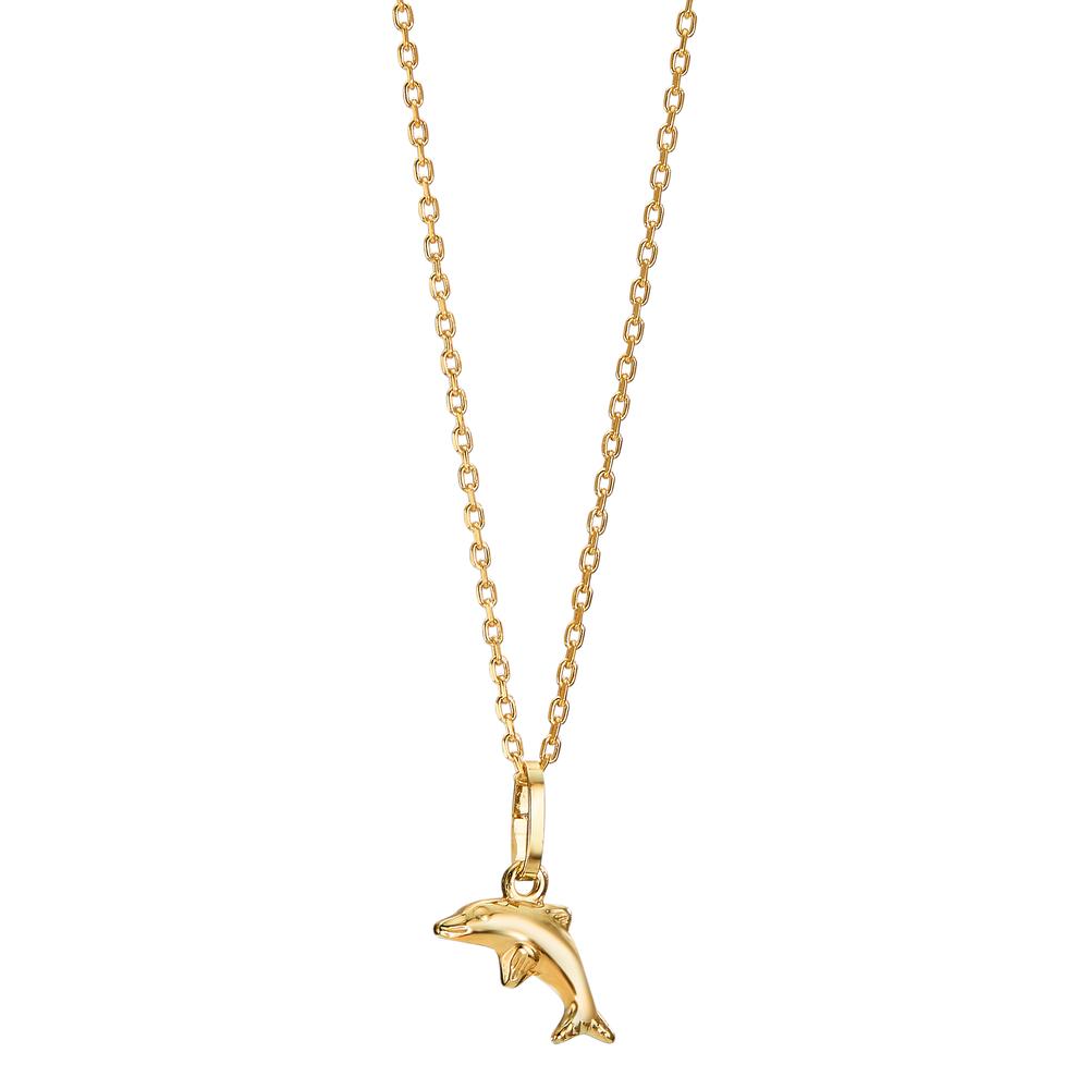 Necklace with pendant Silver Yellow Gold plated Dolphin 36-38 cm