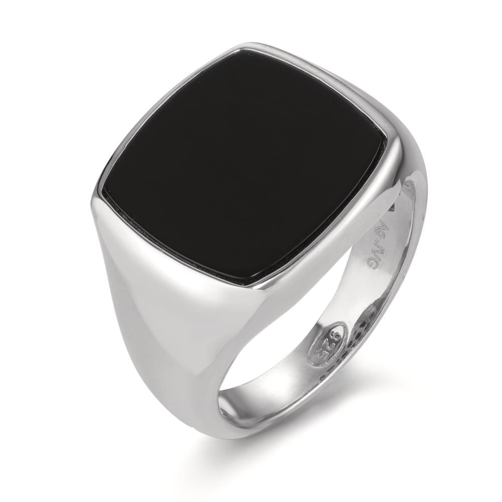 Ring Silver Onyx Rhodium plated