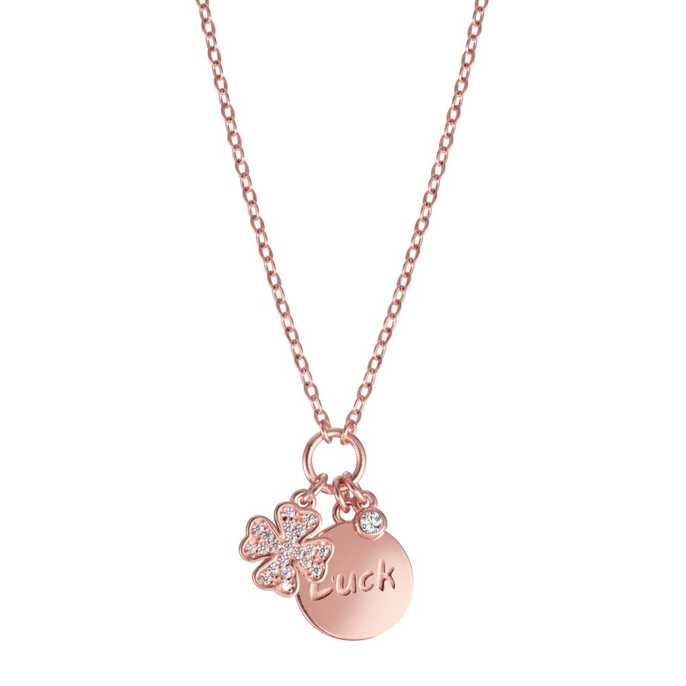 Necklace Silver Zirconia Rose Gold plated Cloverleaf 40-45 cm