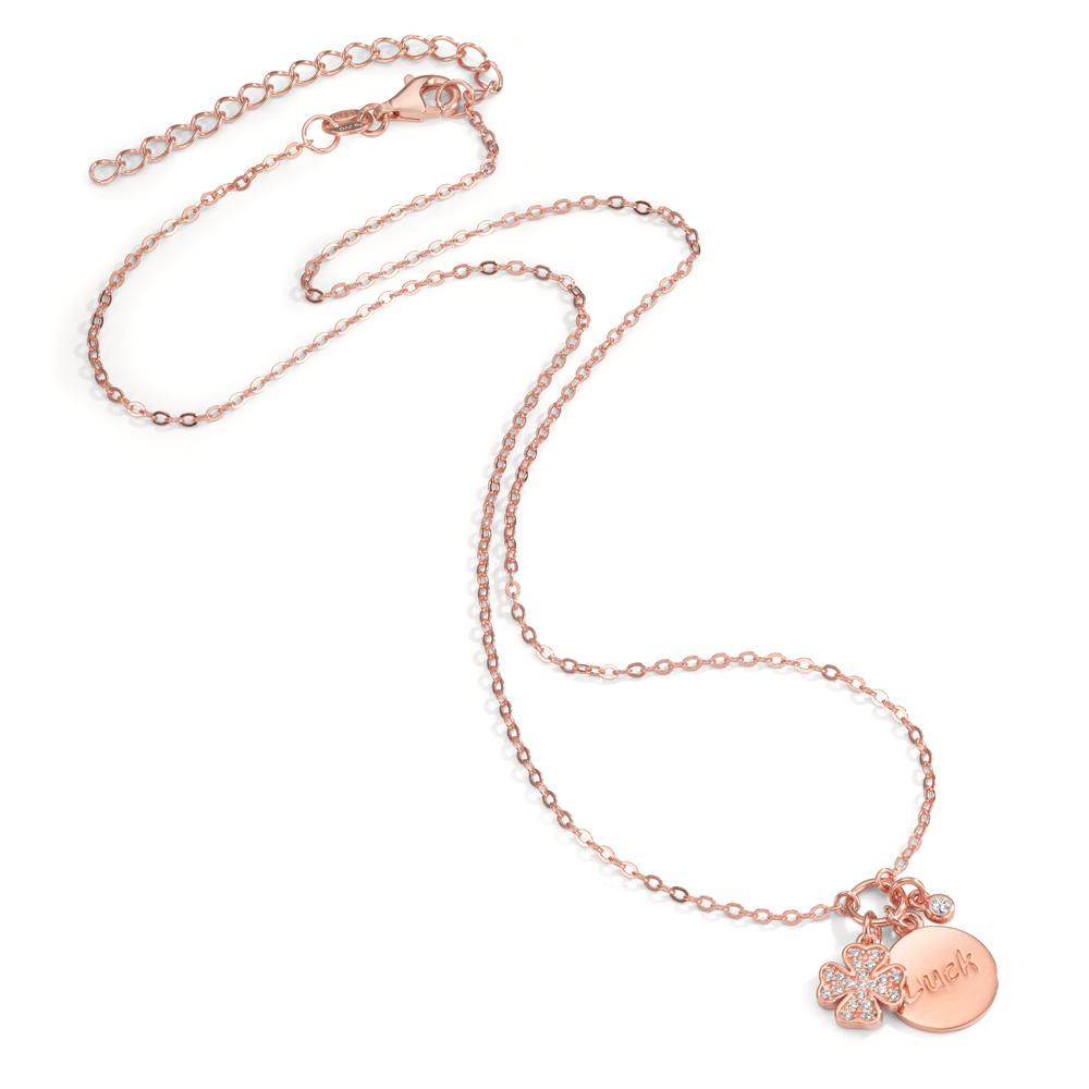 Necklace Silver Zirconia Rose Gold plated Cloverleaf 40-45 cm