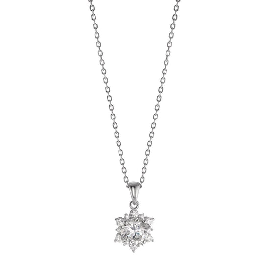 Necklace Silver Zirconia 13 Stones Rhodium plated Star 40-45 cm Ø11.5 mm