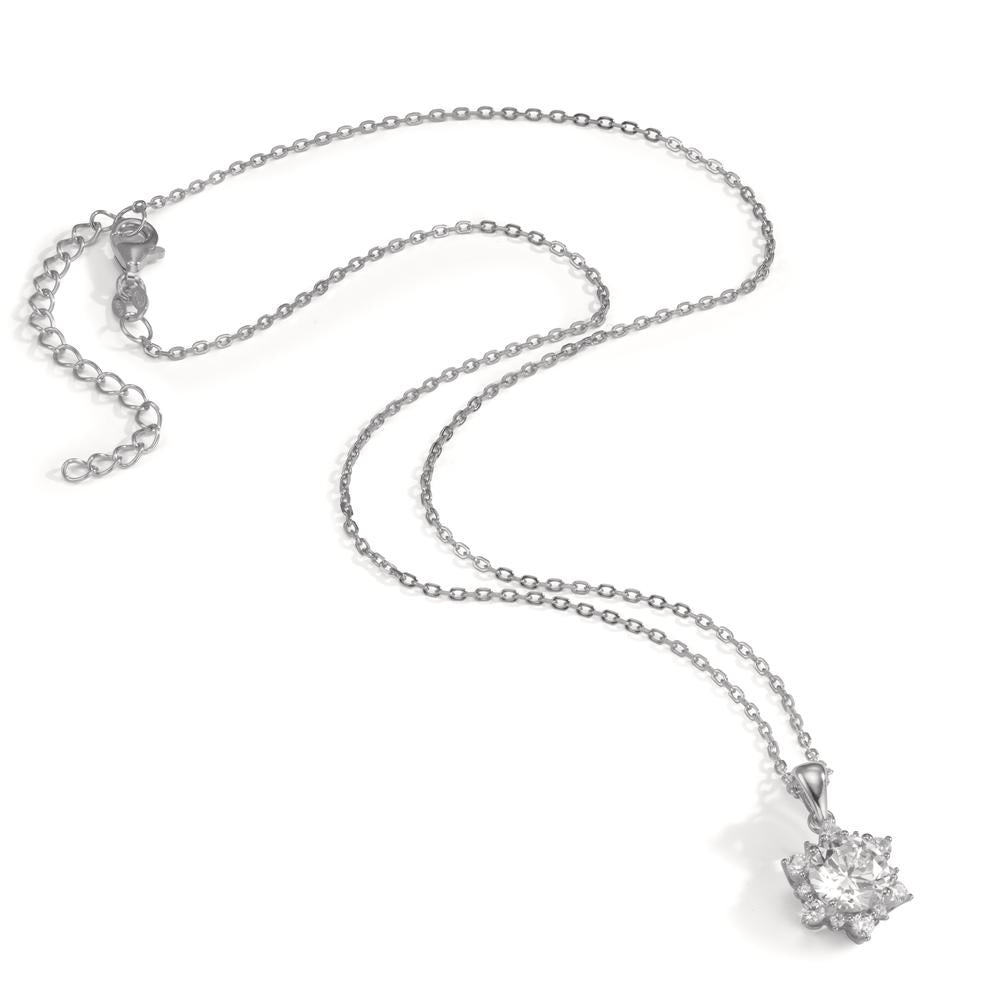 Necklace Silver Zirconia 13 Stones Rhodium plated Star 40-45 cm Ø11.5 mm