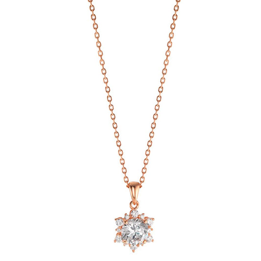 Necklace Silver Zirconia 13 Stones Rose Gold plated Star 40-45 cm Ø11.5 mm