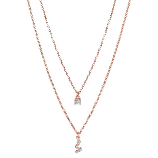 Necklace Silver Zirconia 13 Stones Rose Gold plated Snake 40-44 cm