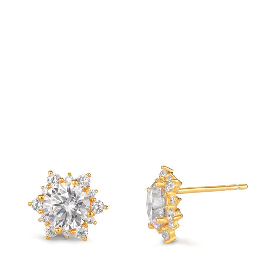 Stud earrings Silver Zirconia Yellow Gold plated Star Ø9.5 mm