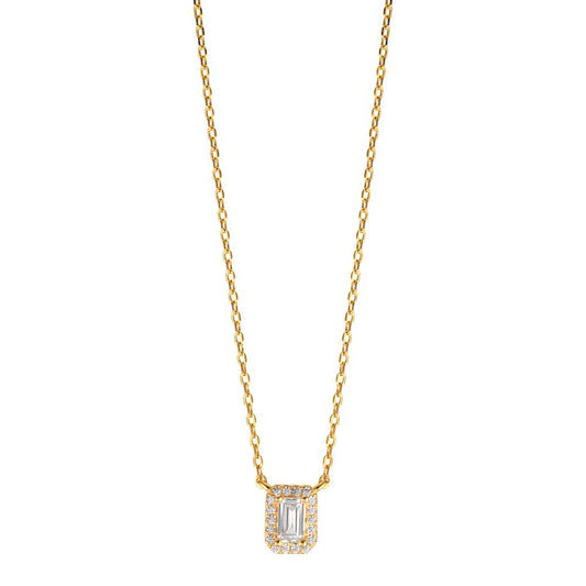 Necklace Silver Zirconia 19 Stones Yellow Gold plated 40-45 cm