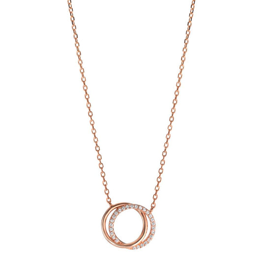 Necklace Silver Zirconia Rose Gold plated 40-45 cm Ø14 mm