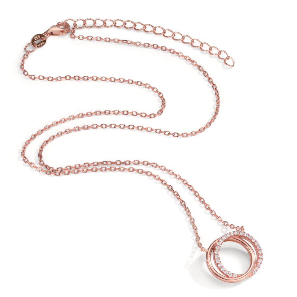 Necklace Silver Zirconia Rose Gold plated 40-45 cm Ø14 mm