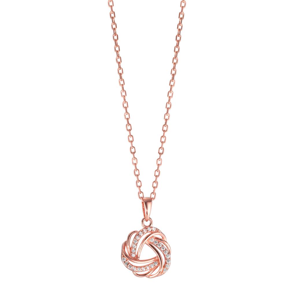 Necklace Silver Zirconia Rose Gold plated 40-45 cm Ø12 mm