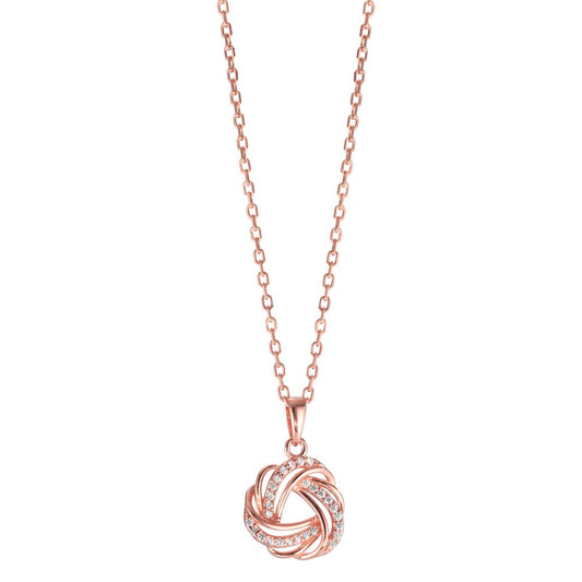 Necklace Silver Zirconia Rose Gold plated 40-45 cm Ø12 mm