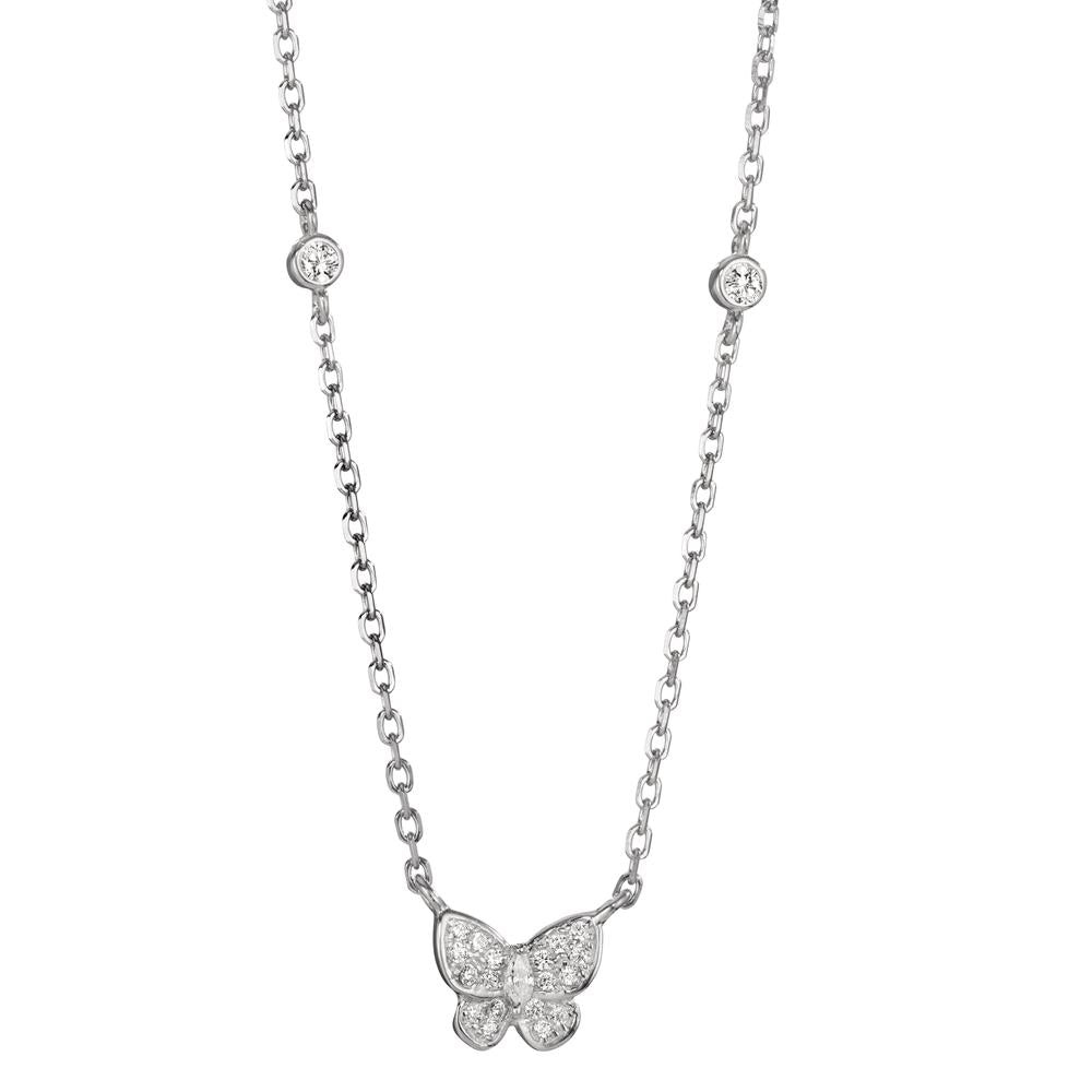 Necklace Silver Zirconia Rhodium plated Butterfly 40-45 cm