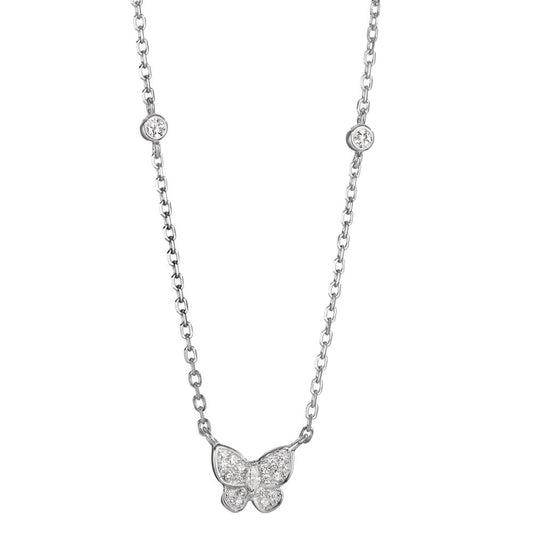 Necklace Silver Zirconia Rhodium plated Butterfly 40-45 cm