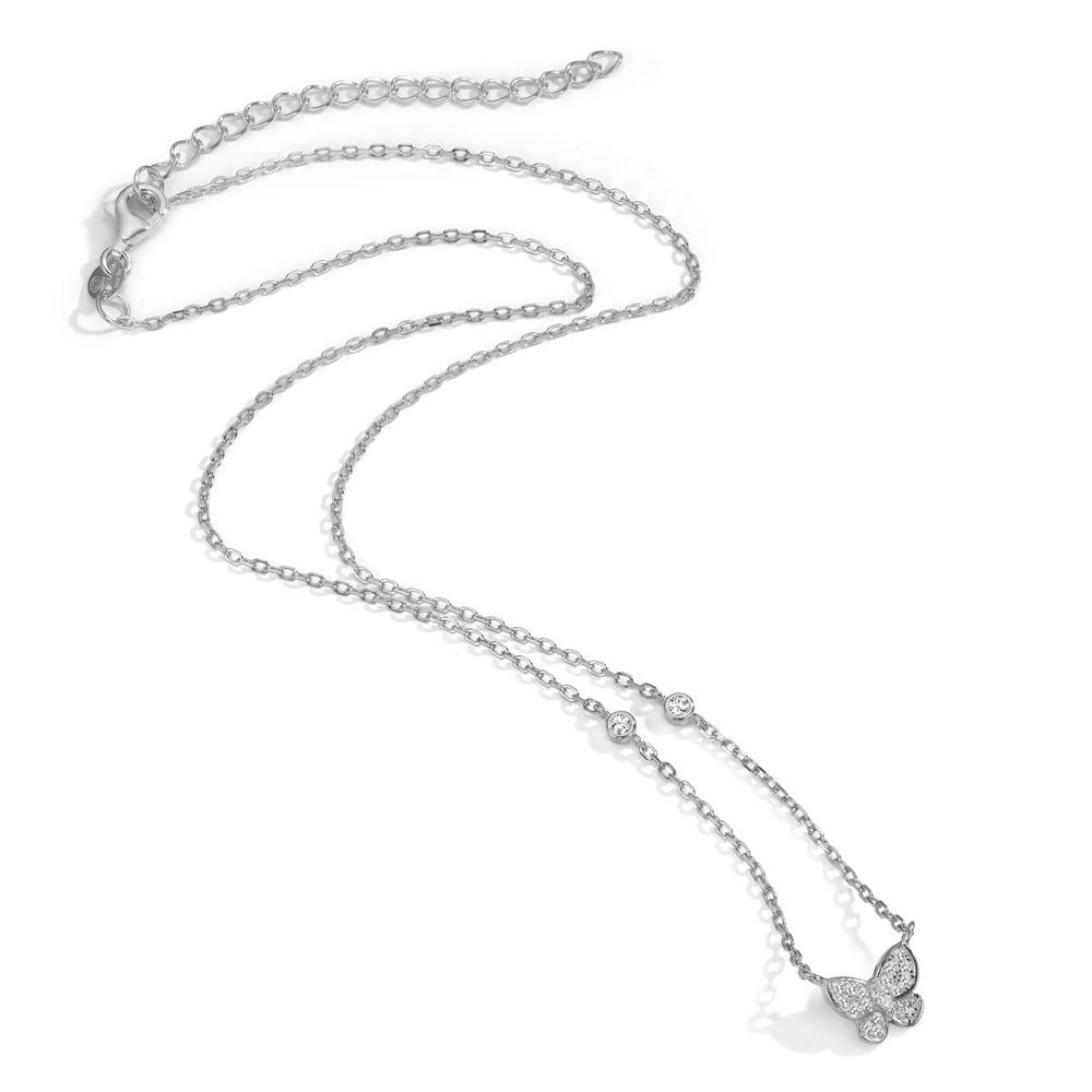 Necklace Silver Zirconia Rhodium plated Butterfly 40-45 cm