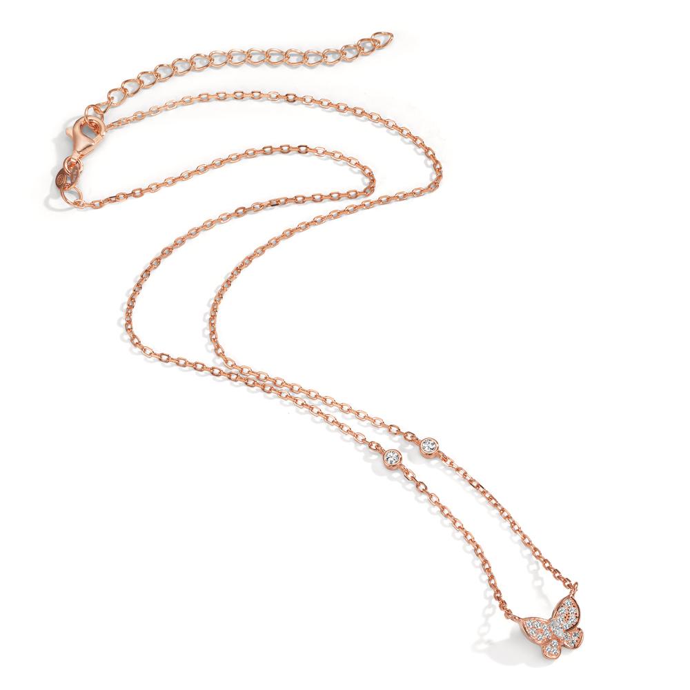 Necklace Silver Zirconia Rose Gold plated Butterfly 40-45 cm