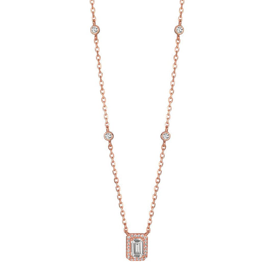 Necklace Silver Zirconia Rose Gold plated 40-45 cm