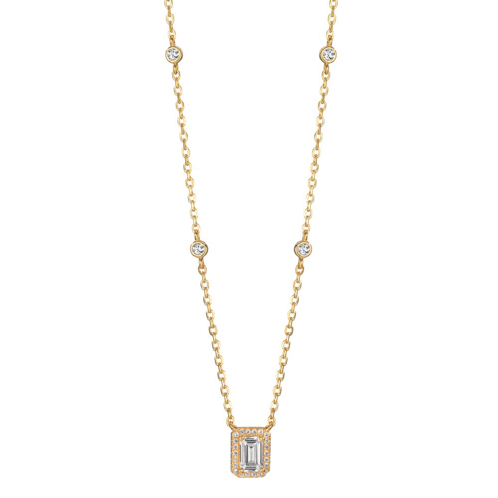 Necklace Silver Zirconia Yellow Gold plated 40-45 cm