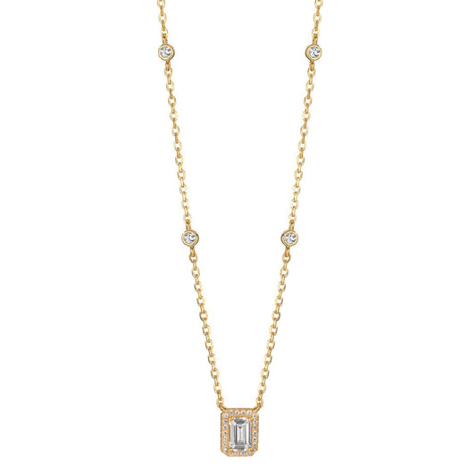 Necklace Silver Zirconia Yellow Gold plated 40-45 cm