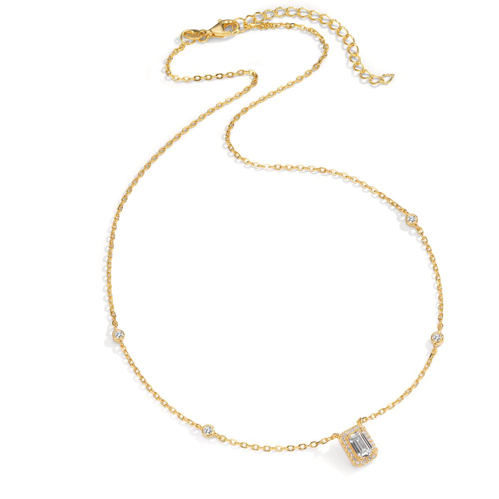 Necklace Silver Zirconia Yellow Gold plated 40-45 cm