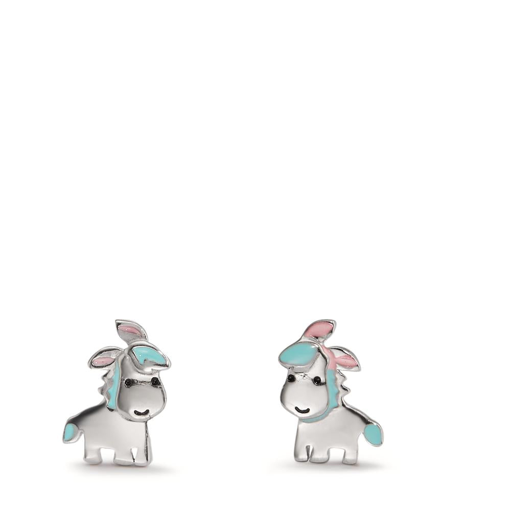 Stud earrings Silver Rhodium plated Pony