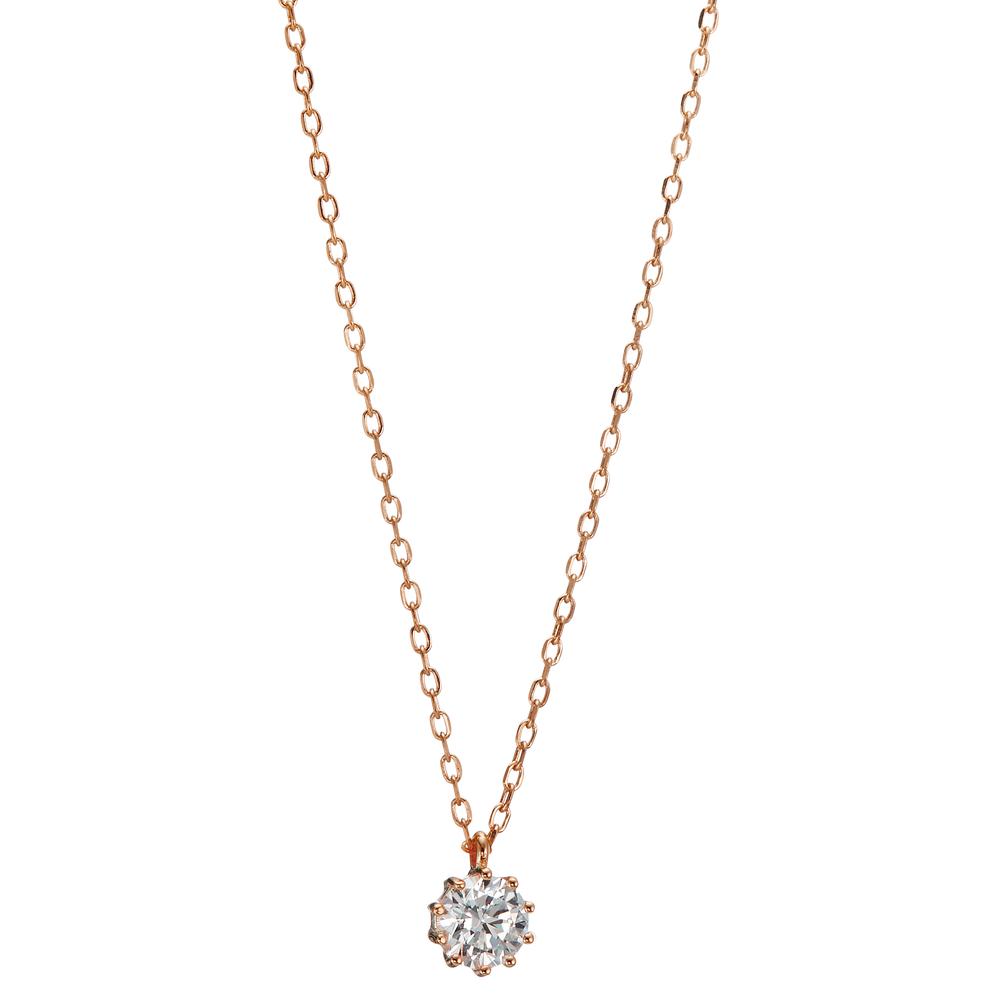 Necklace Silver Zirconia Rose Gold plated 40-45 cm Ø6.5 mm