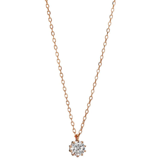 Necklace Silver Zirconia Rose Gold plated 40-45 cm Ø6.5 mm