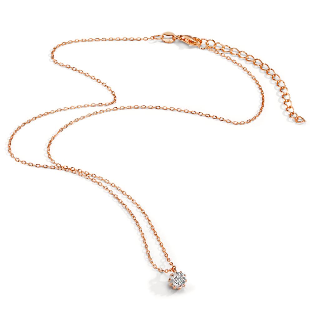 Necklace Silver Zirconia Rose Gold plated 40-45 cm Ø6.5 mm