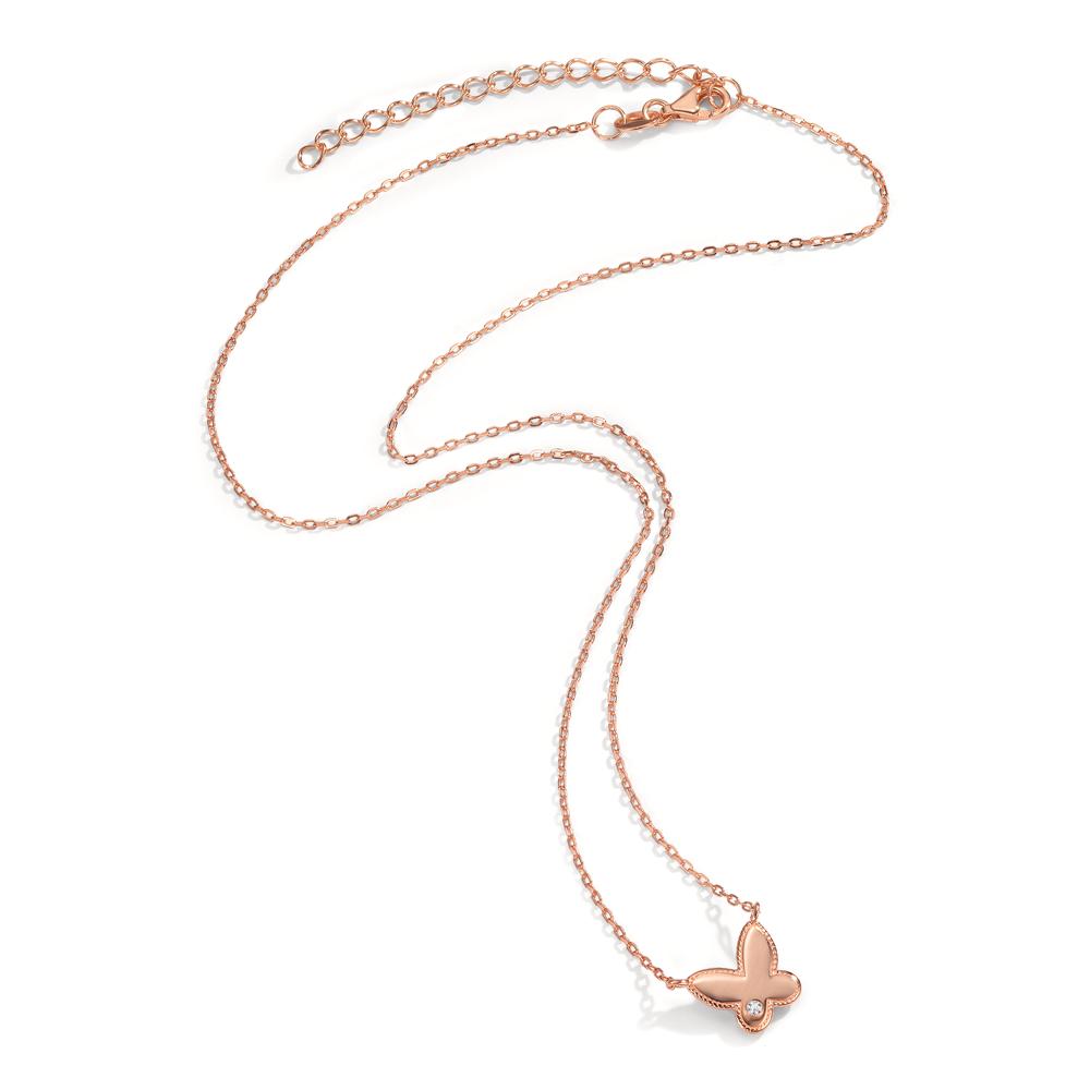 Necklace Silver Zirconia Rose Gold plated Butterfly 40-45 cm Ø10 mm