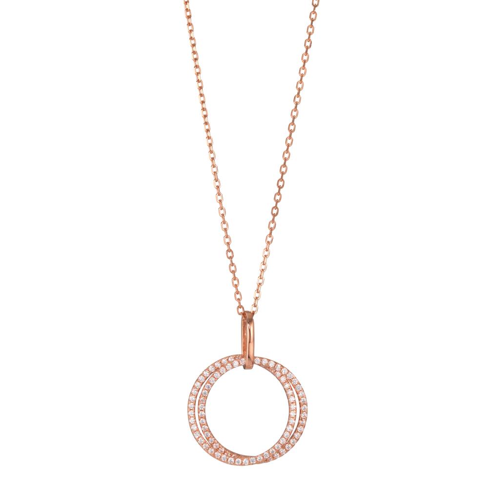 Necklace Silver Zirconia Rose Gold plated 40-45 cm Ø20 mm