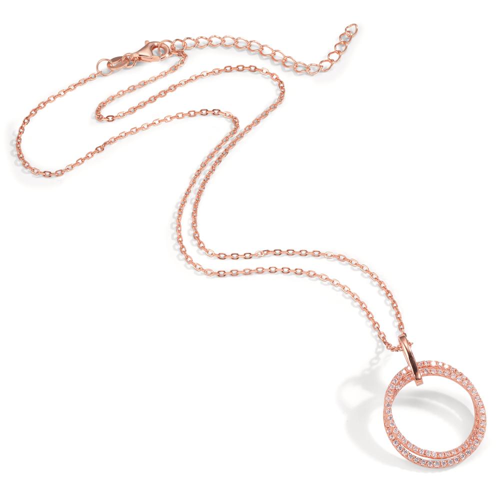 Necklace Silver Zirconia Rose Gold plated 40-45 cm Ø20 mm