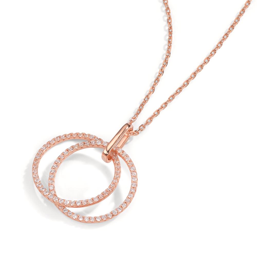 Necklace Silver Zirconia Rose Gold plated 40-45 cm Ø20 mm