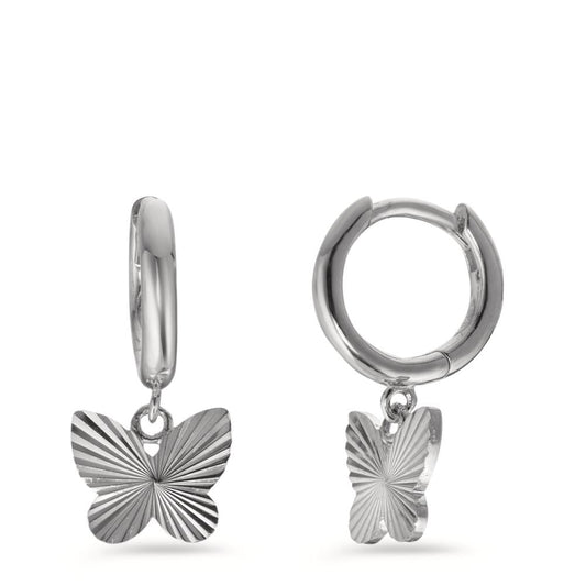 Hinged hoop Silver Rhodium plated Butterfly