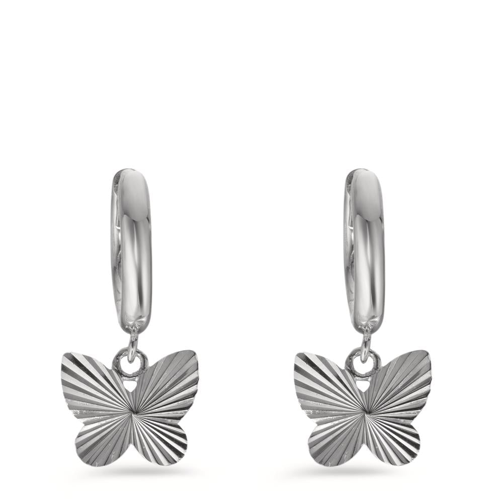 Hinged hoop Silver Rhodium plated Butterfly