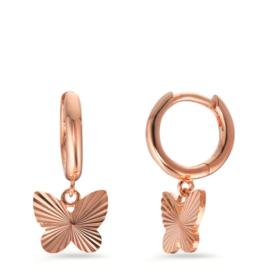 Hinged hoop Silver Rose Gold plated Butterfly