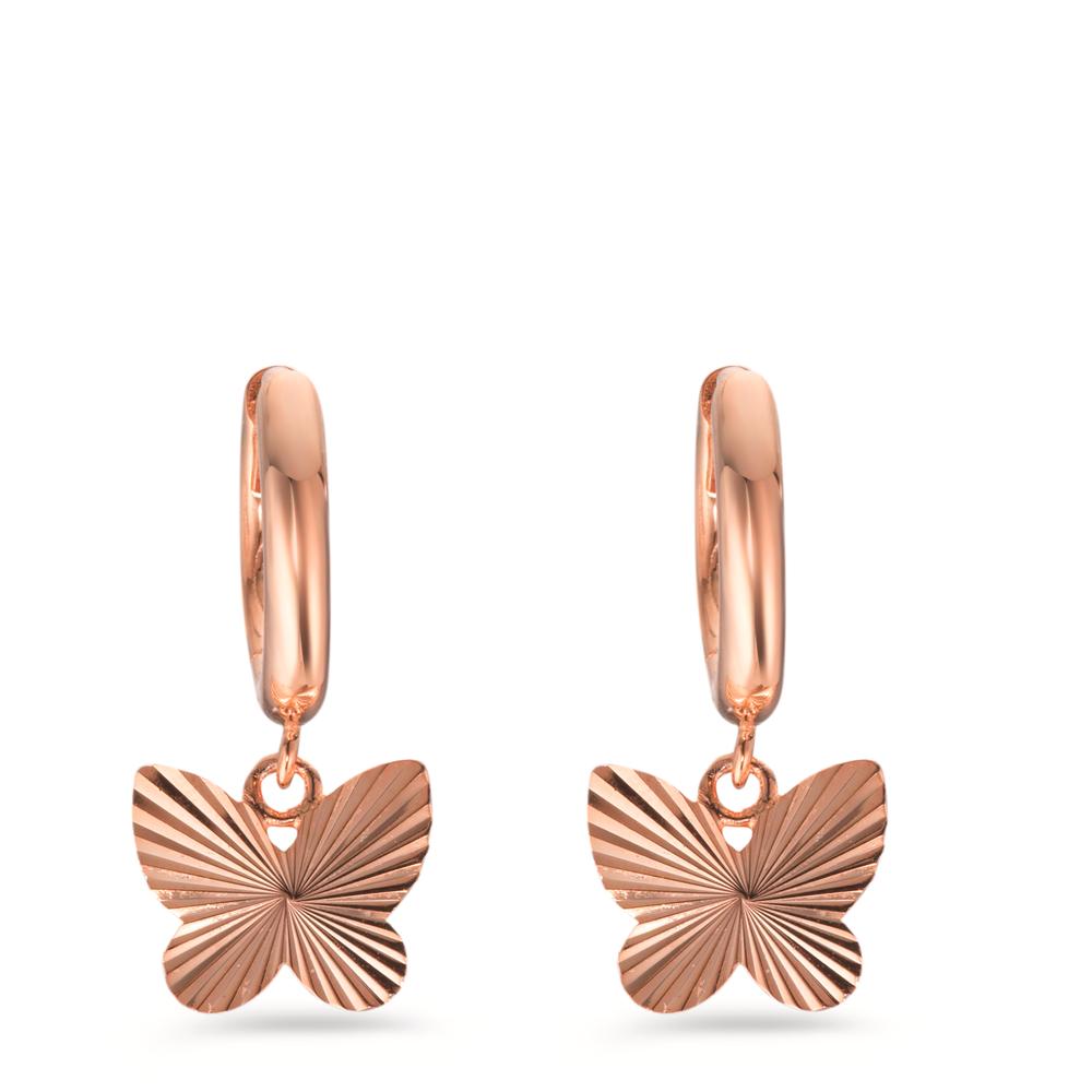 Hinged hoop Silver Rose Gold plated Butterfly