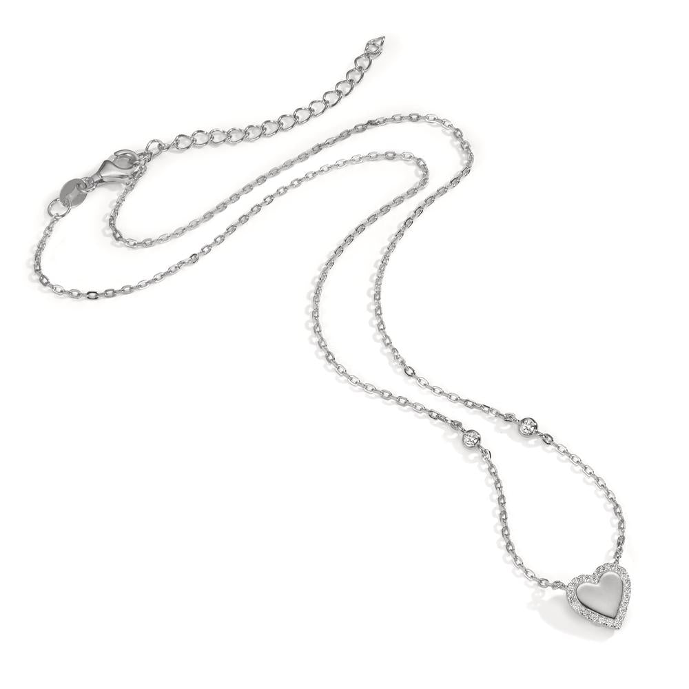 Necklace Silver Zirconia Rhodium plated Heart 40-45 cm