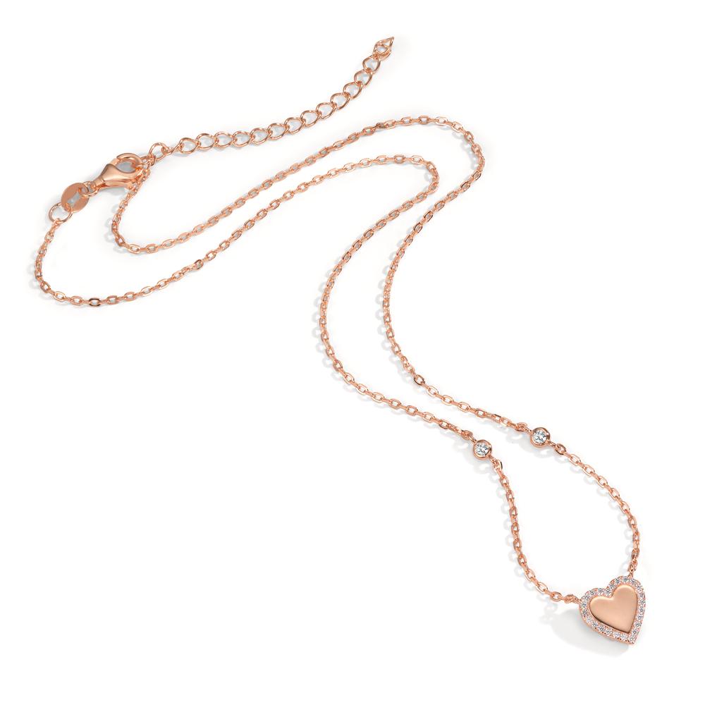 Necklace Silver Zirconia Rose Gold plated Heart 40-45 cm