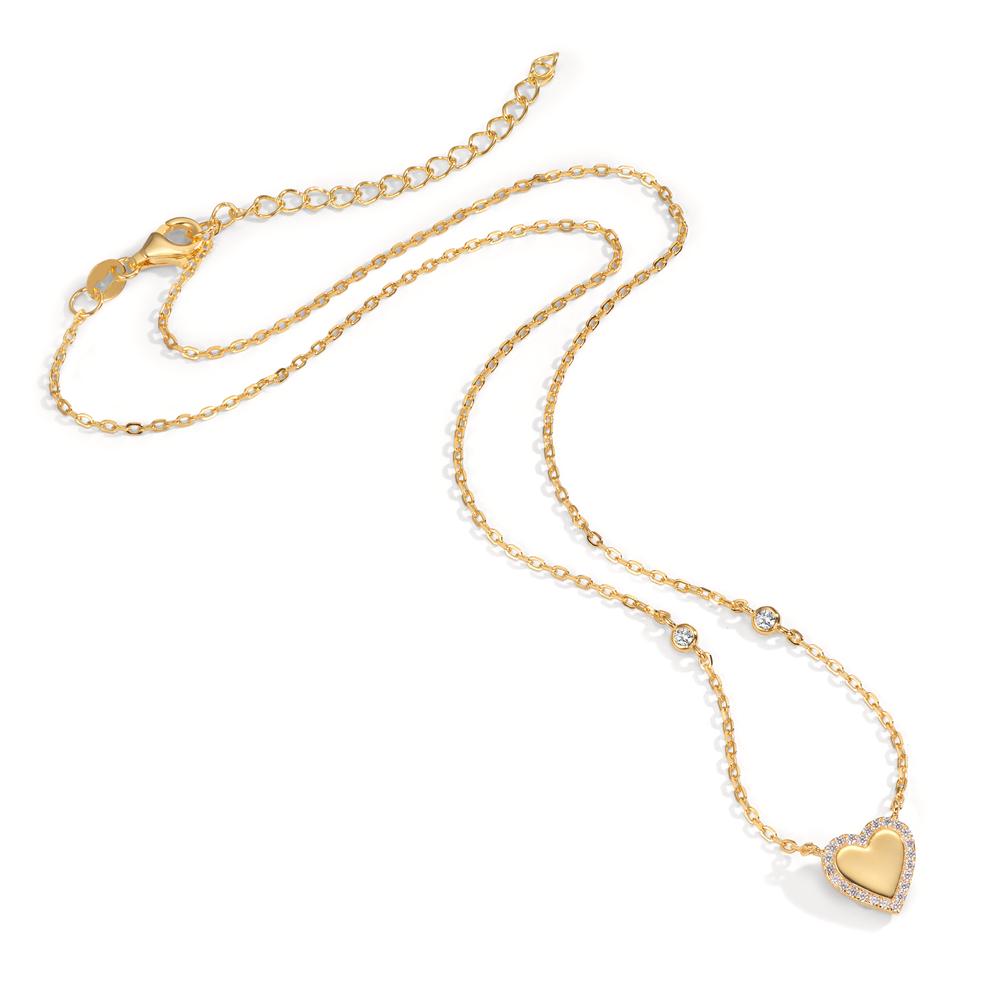 Necklace Silver Zirconia Yellow Gold plated Heart 40-45 cm