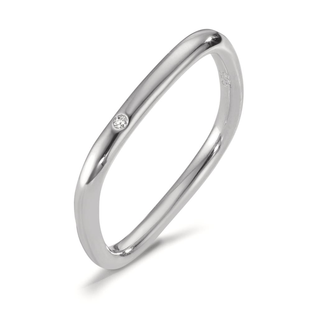 Stacking ring Silver Zirconia Rhodium plated