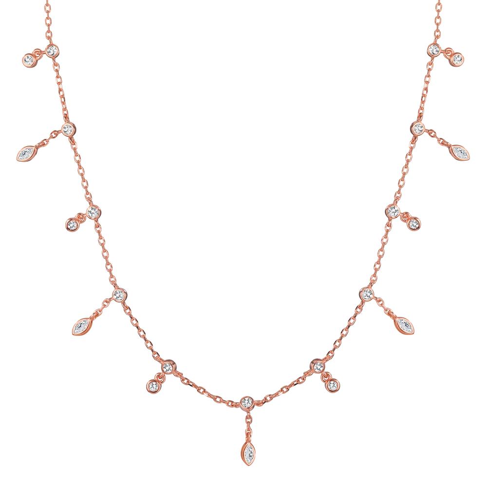 Necklace Silver Zirconia 30 Stones Rose Gold plated 37-44 cm